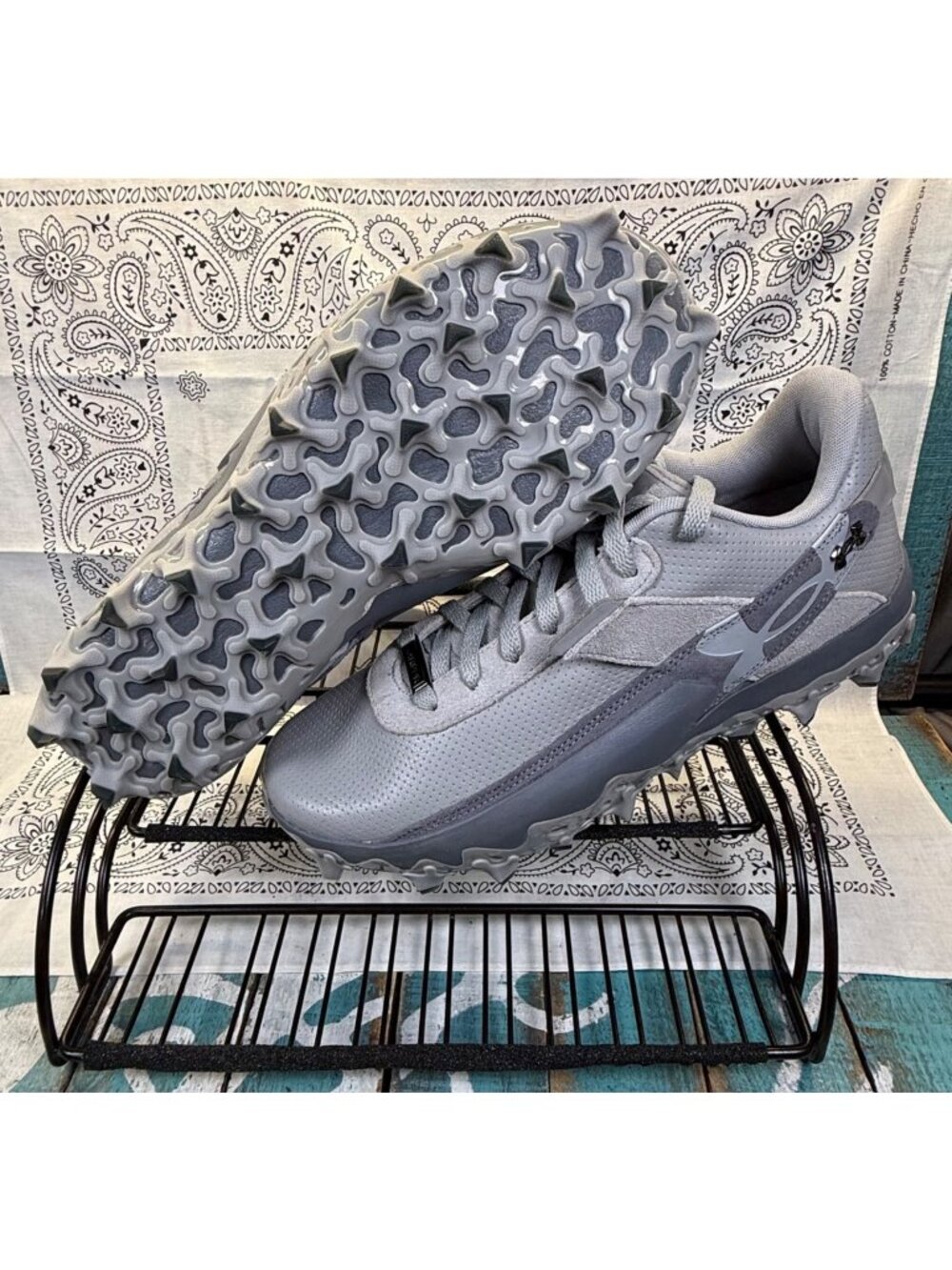NEW Under Armour Harper 10 Pro TPU Men 10 Grey Suede Baseball Shoes 6010136-075